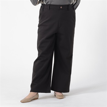 ＊Casual Style＊裏ボンディング二ットデニムセミワイドパンツ レディス 大きいサイズ noannu 396-1031-AR(ブラック-3L)