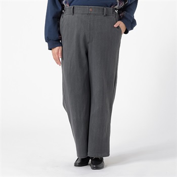 ＊Casual Style＊裏ボンディング二ットデニムセミワイドパンツ レディス 大きいサイズ noannu 396-1031-AR(グレー-3L)
