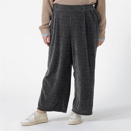 ＊ライン美＊モールリブワイドパンツ レディス 大きいサイズ noannu 391884(チャコ－ルグレ－-3L)