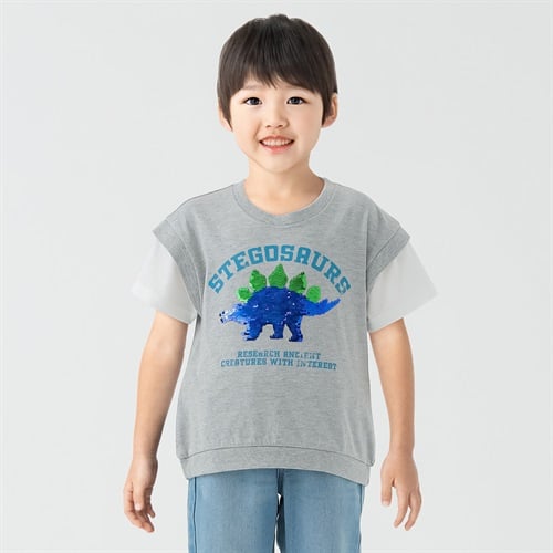 天竺ステゴザウルススパンコールTシャツ 男の子 キッズ 100cm-130cm