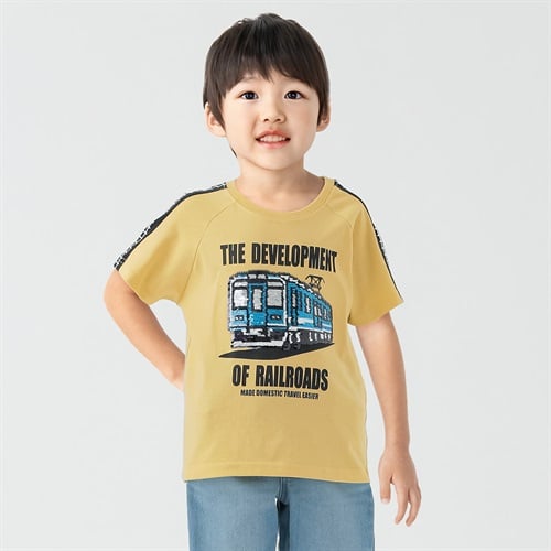 天竺電車スパンコールラグランTシャツ 男の子 キッズ 100cm-130cm