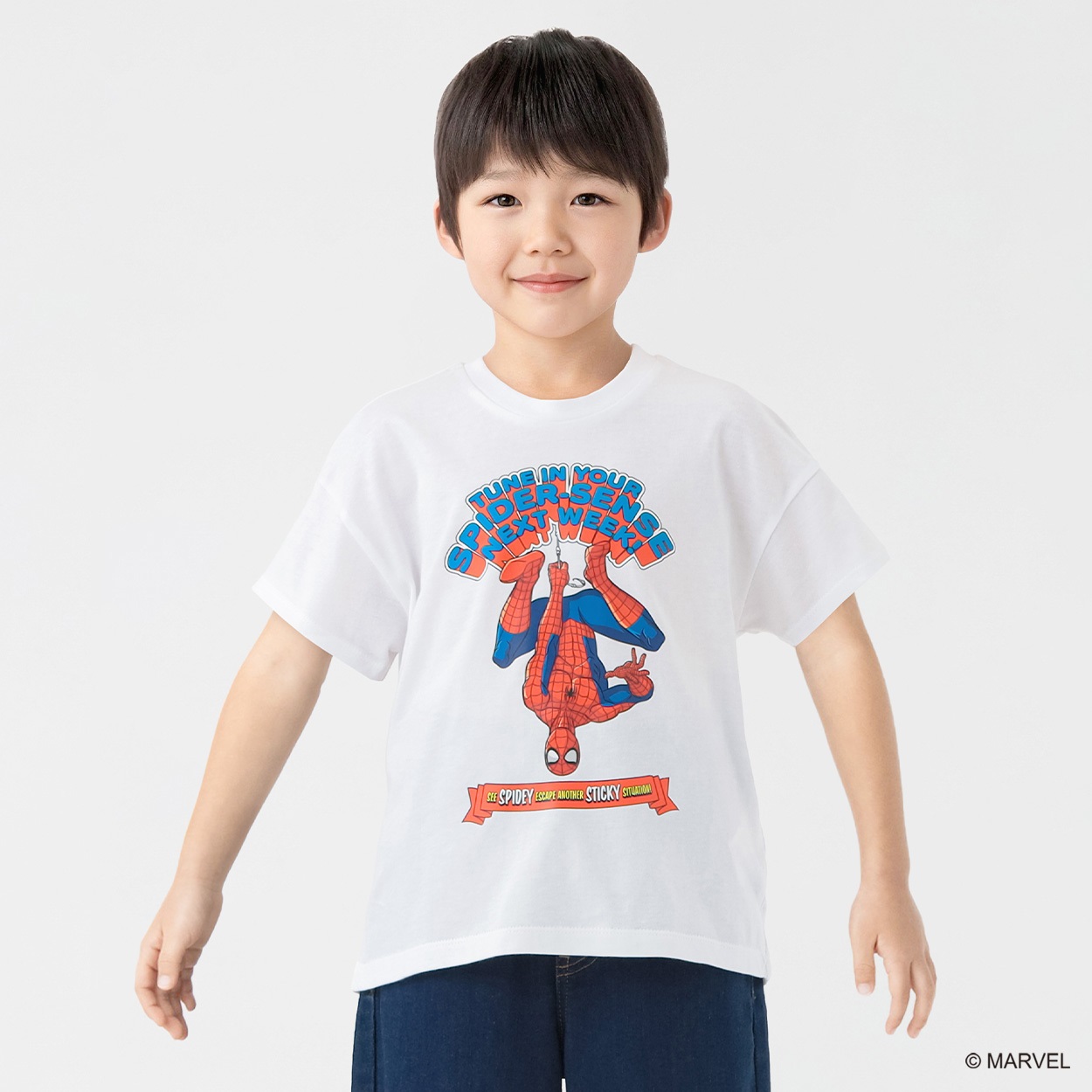 マーベル/スパイダーマン 胸プリントTシャツ 男の子 キッズ 100cm-130cm(ホワイト-110cm)