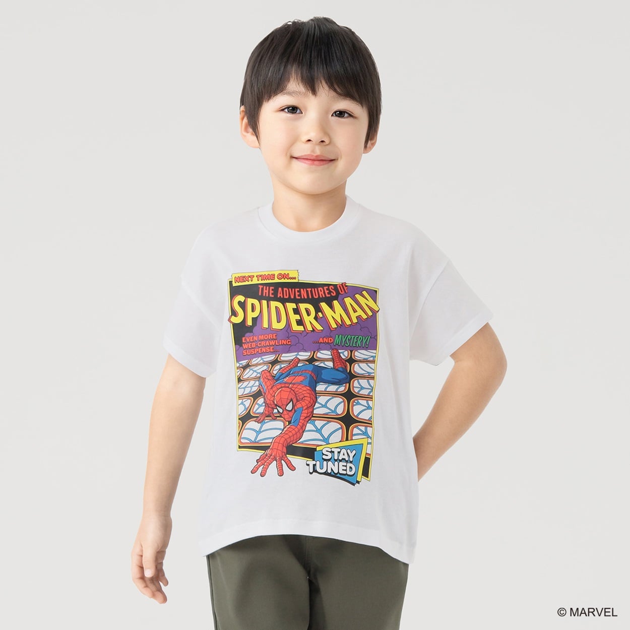 マーベル/スパイダーマン パネルTシャツ 男の子 キッズ 100cm-130cm(ホワイト-100cm)