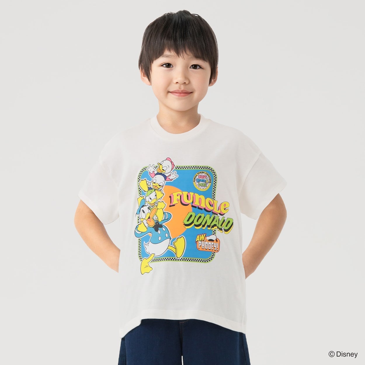 ディズニー/ドナルドダック プリントTシャツ 男の子 キッズ 100cm-130cm(ホワイト-100cm)