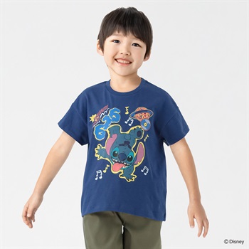 ディズニー/スティッチ 626プリントTシャツ 男の子 キッズ 100cm-130cm(ネイビー-100cm)
