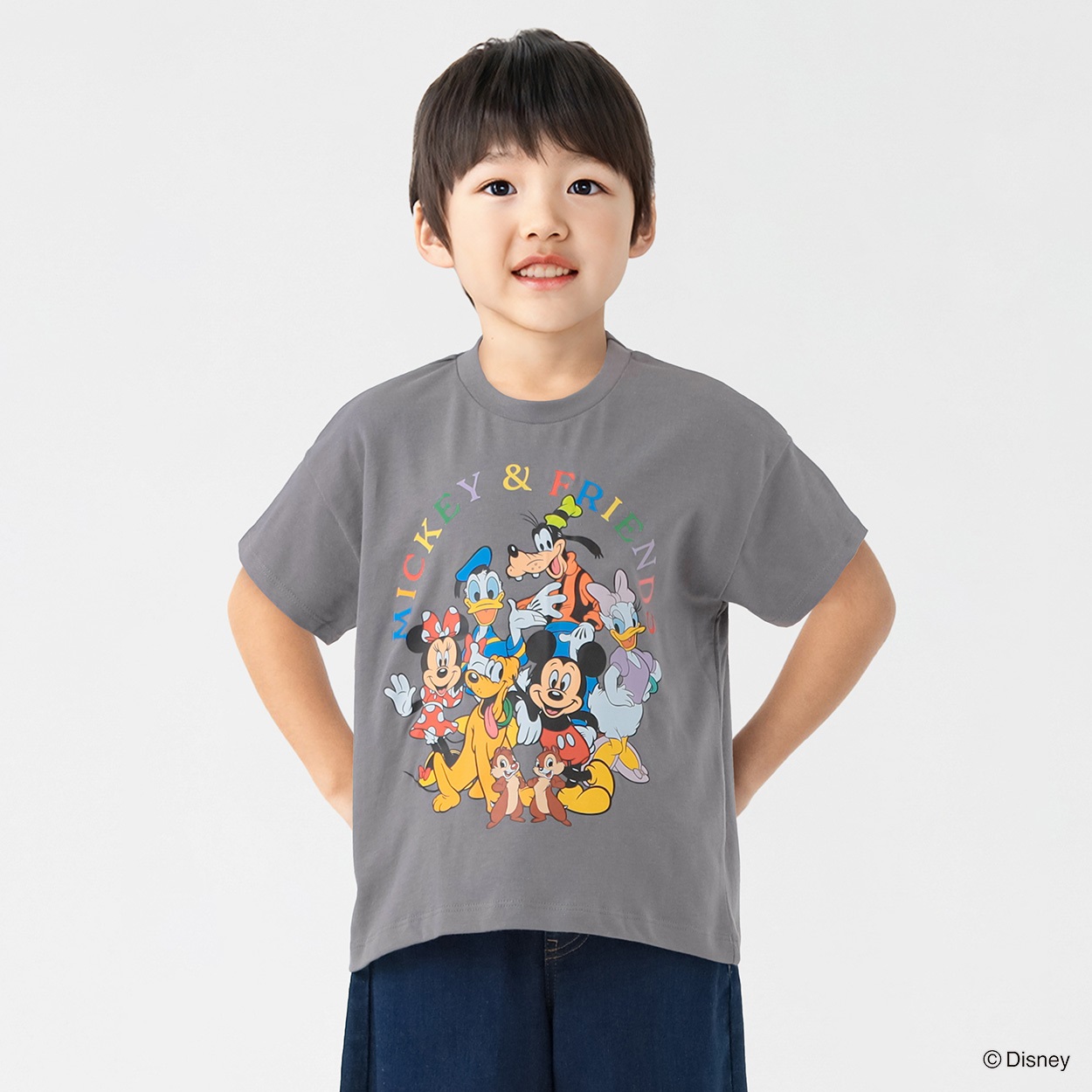 ディズニー/ミッキーと仲間たち プリントTシャツ 男の子 キッズ 100cm-130cm(チャコ－ルグレ－-130cm)