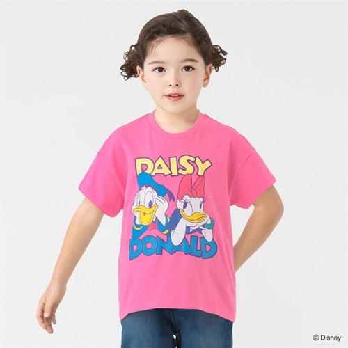 ディズニー/ドナルドダックとデイジー プリントTシャツ 女の子 キッズ 100cm-130cm(ピンク-100cm)