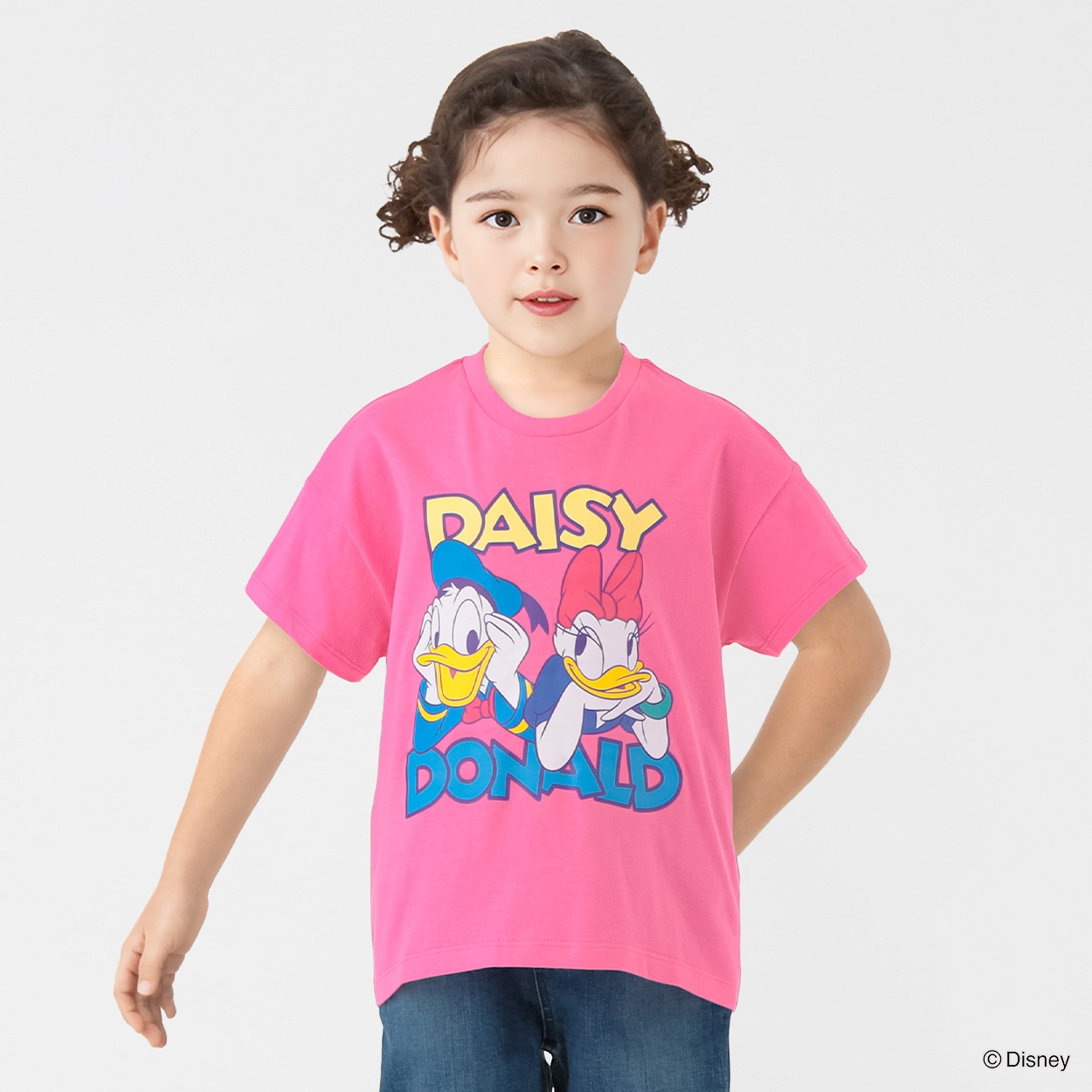 ディズニー/ドナルドダックとデイジー プリントTシャツ 女の子 キッズ 100cm-130cm(ピンク-100cm)