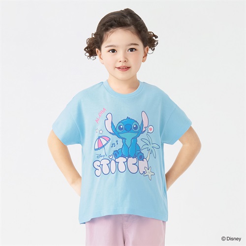 ディズニー/スティッチ プリントTシャツ 女の子 キッズ 100cm-130cm(サックス-100cm)