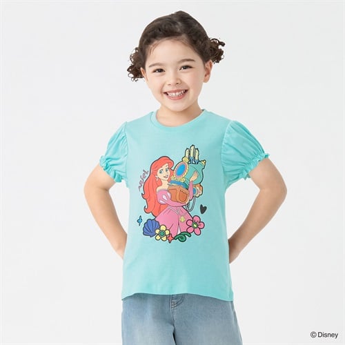 ディズニー/アリエル プリントTシャツ 女の子 キッズ 100cm-130cm(ライトグリーン-100cm)