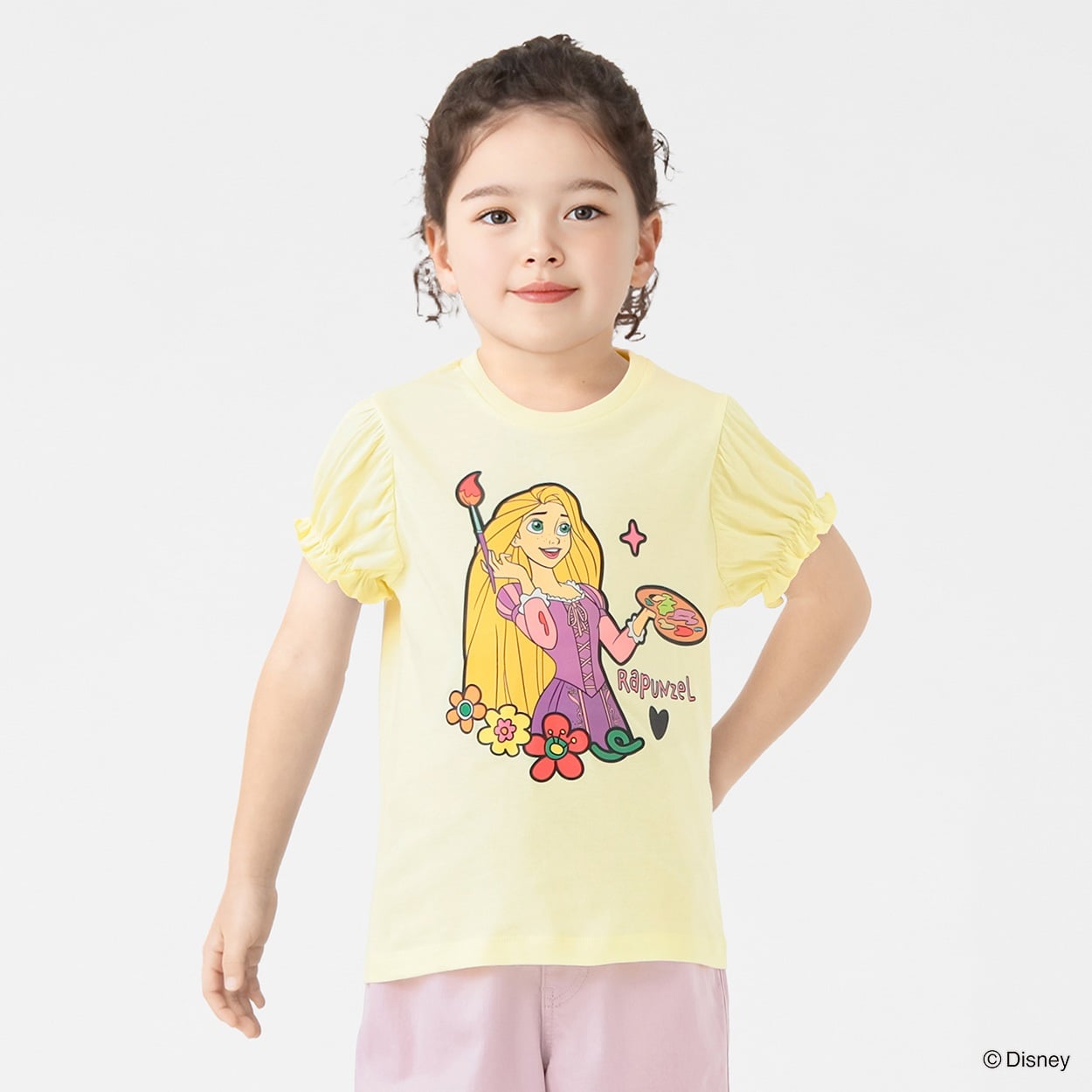 ディズニー/ラプンツェル プリントTシャツ 女の子 キッズ 100cm-130cm(ライトイエロー-120cm)