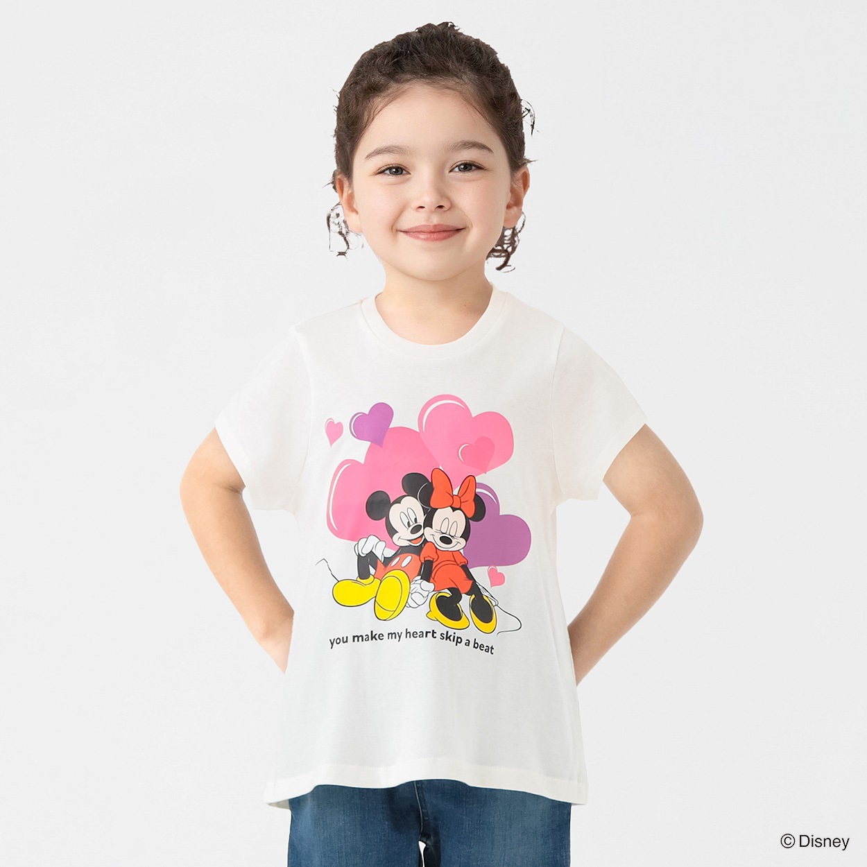 ディズニー/ミッキーとミニー プリントTシャツ 女の子 キッズ 100cm-130cm(ホワイト-120cm)