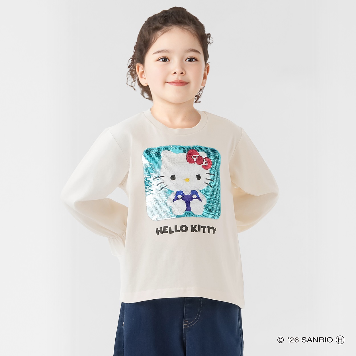 ハローキティ スパンコール長袖Tシャツ 女の子 キッズ 100cm-130cm