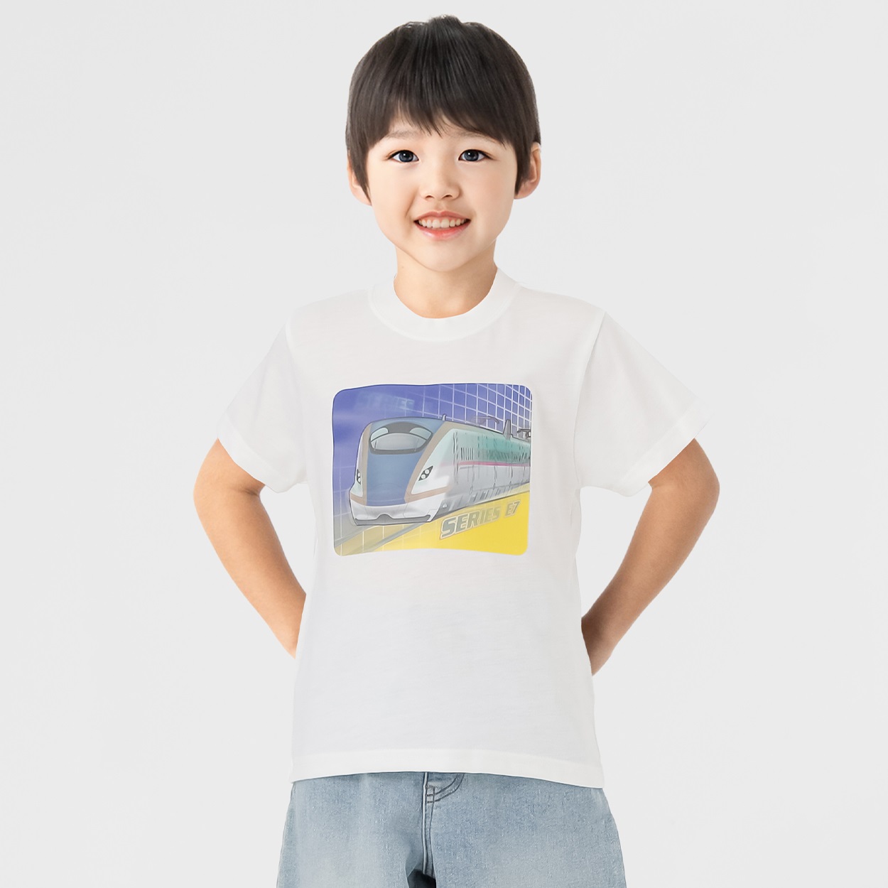 新幹線レンチキュラーTシャツ はやぶさ/かがやき 男の子 キッズ 100cm