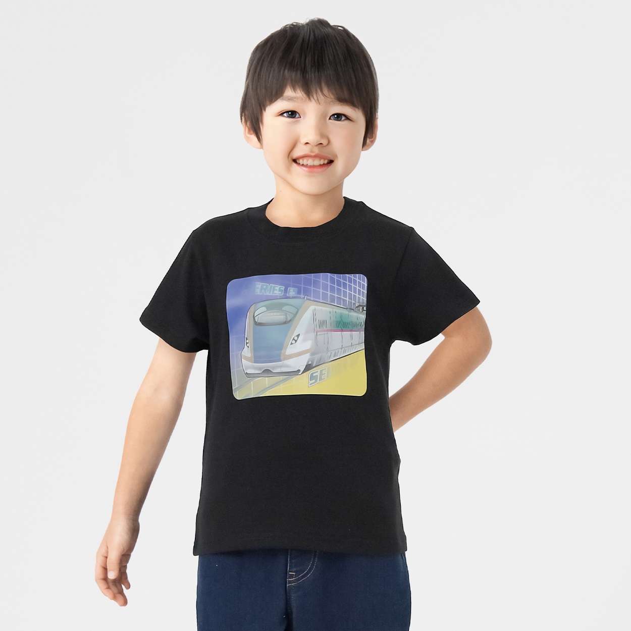 新幹線レンチキュラーTシャツ はやぶさ/かがやき 男の子 キッズ 100cm