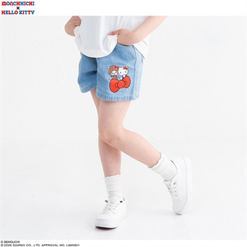 PIAMON モンチッチ×ハローキティ デニムショートパンツ 女の子 キッズ 100cm-120cm(サックス-100cm)