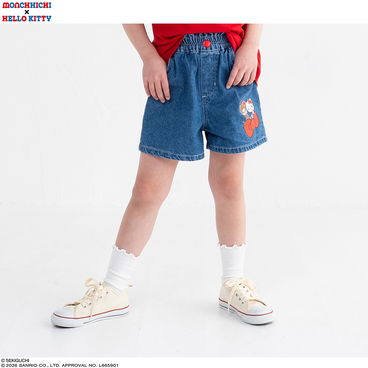 PIAMON モンチッチ×ハローキティ デニムショートパンツ 女の子 キッズ