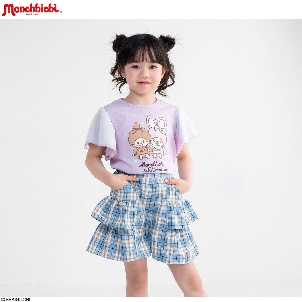 PIAMON モンチッチ×チムたん シフォンＴシャツ 女の子 キッズ 110cm-130cm(ラベンダー-130cm)