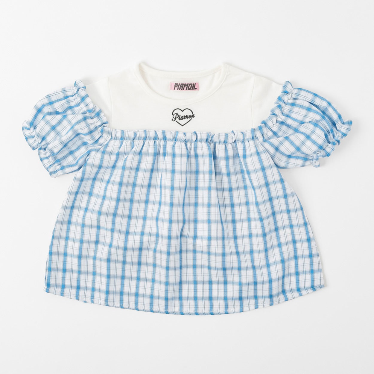 PIAMON(ピアモン) チェックブラウス 女の子 キッズ 110cm-130cm(サックス-120cm)