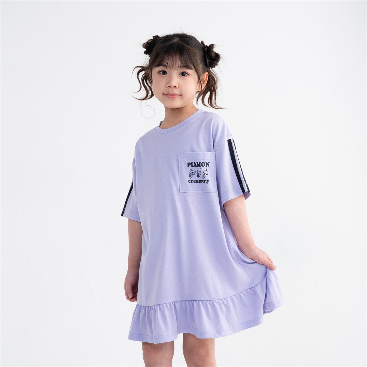 PIAMON(ピアモン) カットワンピース 女の子 キッズ 110cm-130cm(ラベンダー-120cm)