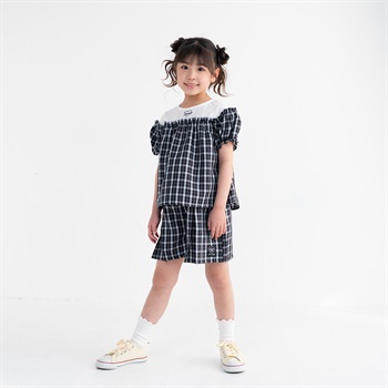 PIAMON(ピアモン) チェックキュロット 女の子 キッズ 110cm-130cm(ブラック-110cm)
