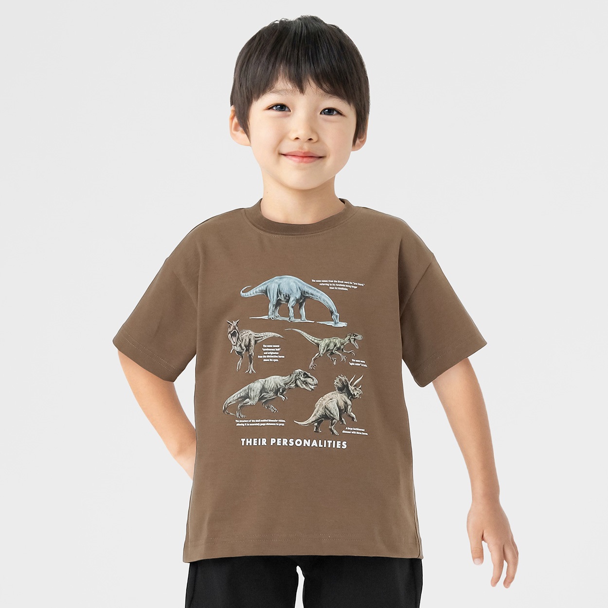 恐竜ミックス転写Ｔシャツ 男の子 キッズ 100cm-130cm(ブラウン-130cm)