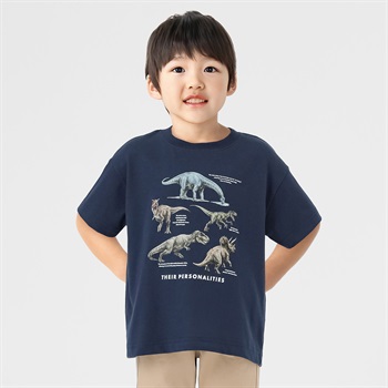 恐竜ミックス転写Ｔシャツ 男の子 キッズ 100cm-130cm(ネイビー-100cm)