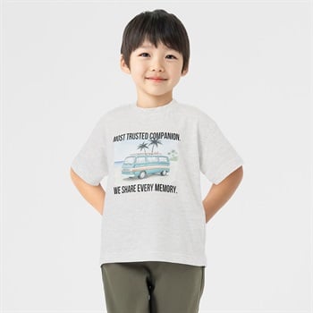 乗り物転写Ｔシャツ 男の子 キッズ 100cm-130cm(ライトグレー-100cm)