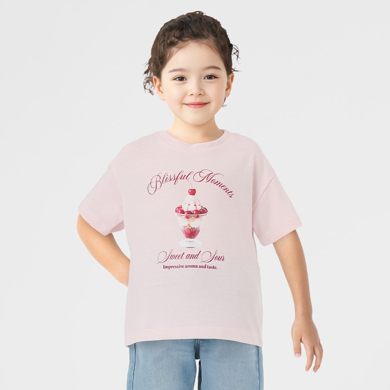パフェ転写Ｔシャツ 女の子 キッズ 100cm-130cm(ピンク-120cm)