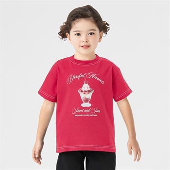 パフェ転写Ｔシャツ 女の子 キッズ 100cm-130cm(レッド-100cm)