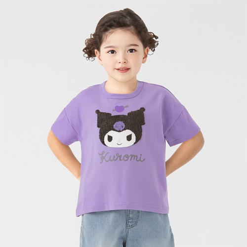 クロミ サガラ刺しゅうTシャツ 女の子 キッズ 100cm-130cm(パープル-100cm)