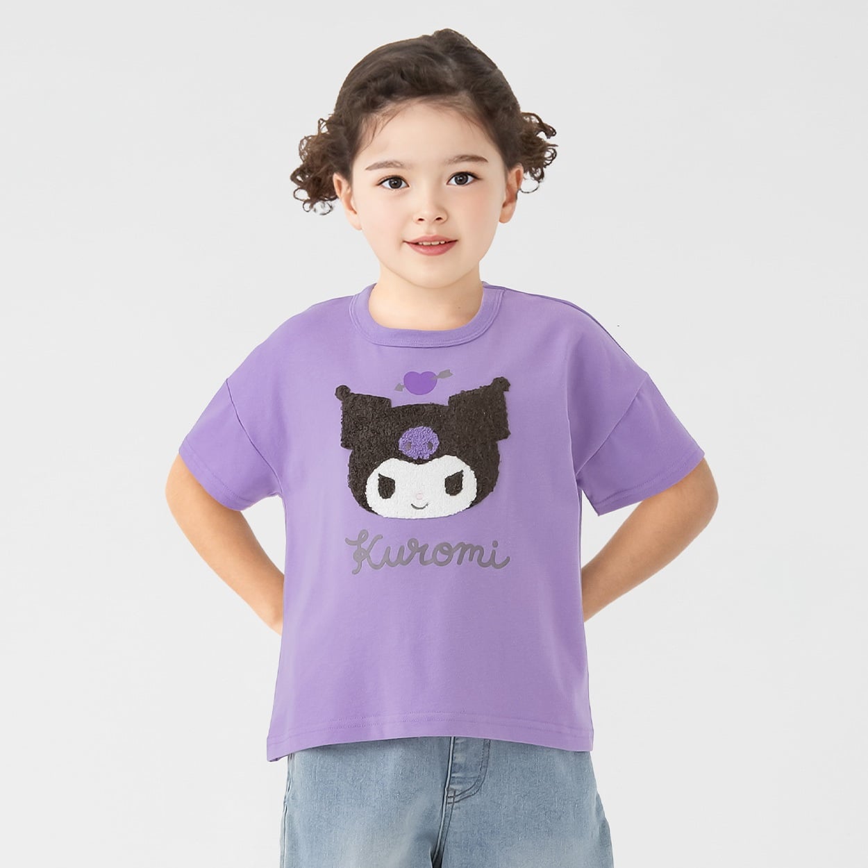 クロミ サガラ刺しゅうTシャツ 女の子 キッズ 100cm-130cm(パープル-110cm)