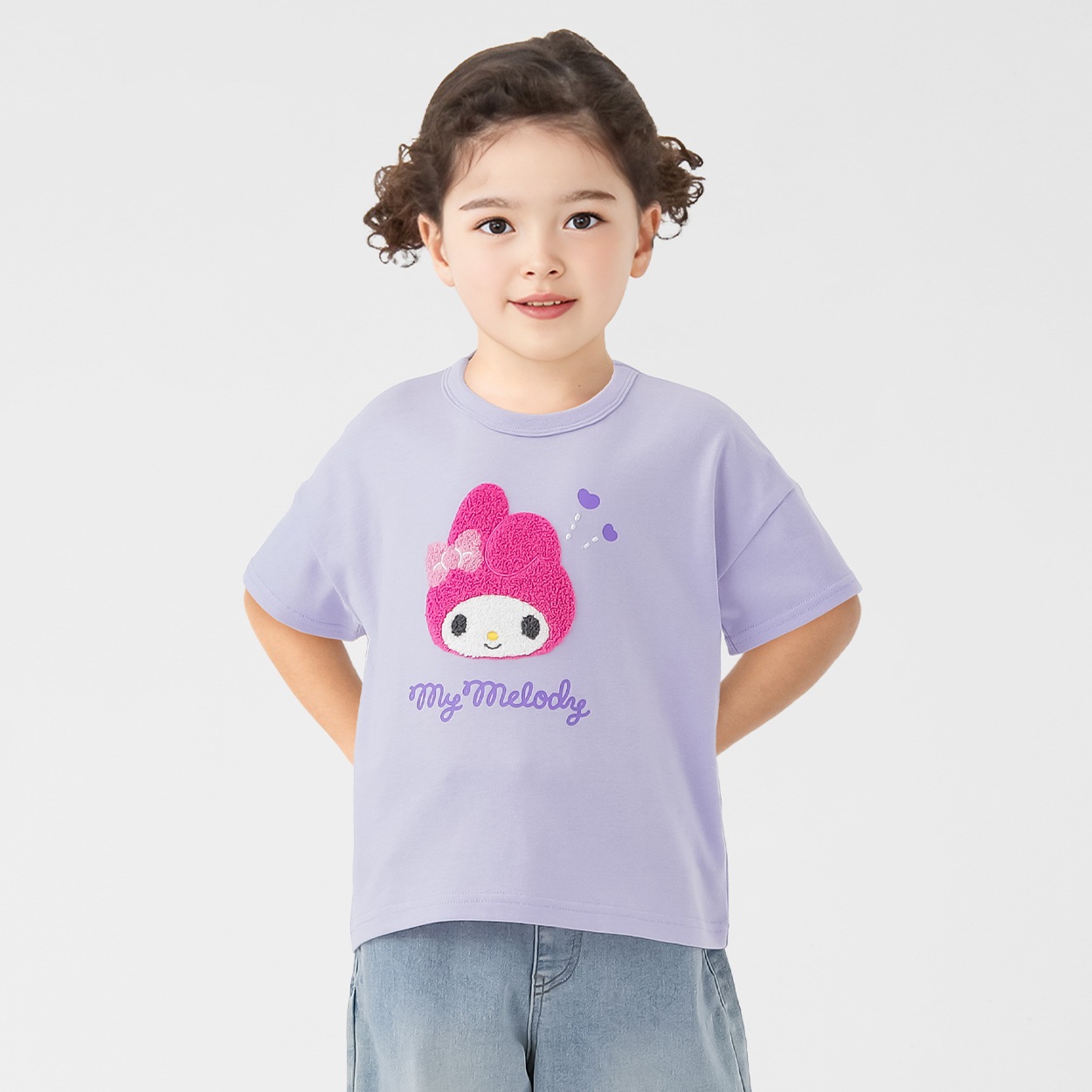 マイメロディ サガラ刺しゅうTシャツ 女の子 キッズ 100cm-130cm