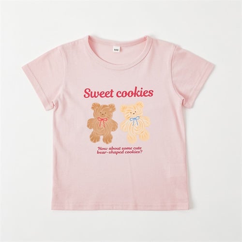 クマプリントTシャツ 女の子 キッズ 100cm-130cm
