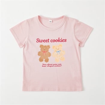 クマプリントTシャツ 女の子 キッズ 100cm-130cm(ピンク-100cm)