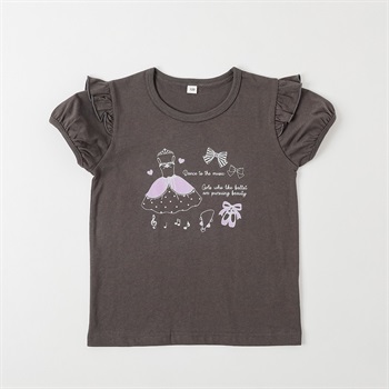 バレエプリントTシャツ 女の子 キッズ 100cm-130cm(チャコ－ルグレ－-100cm)