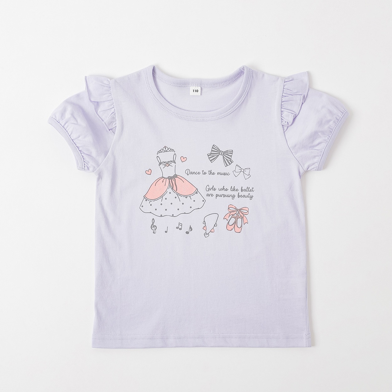 バレエプリントTシャツ 女の子 キッズ 100cm-130cm(ライトパープル-100cm)