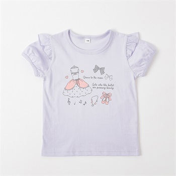 バレエプリントTシャツ 女の子 キッズ 100cm-130cm(ライトパープル-100cm)