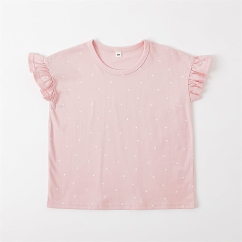 ハート総柄プリントTシャツ 女の子 キッズ 100cm-130cm(ピンク-100cm)