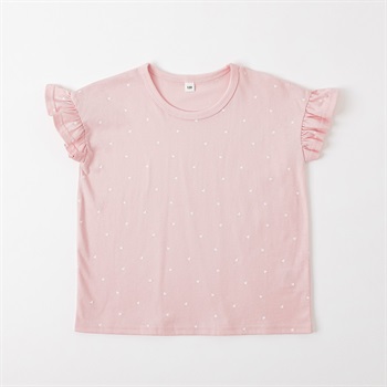 ハート総柄プリントTシャツ 女の子 キッズ 100cm-130cm(ピンク-100cm)