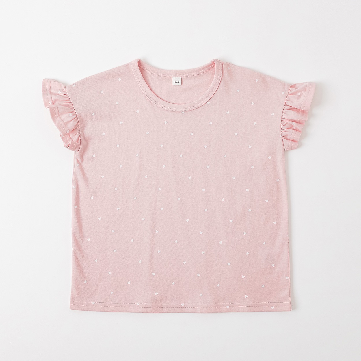 ハート総柄プリントTシャツ 女の子 キッズ 100cm-130cm(ピンク-110cm)