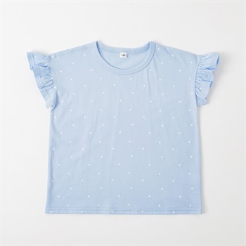 ハート総柄プリントTシャツ 女の子 キッズ 100cm-130cm(サックス-100cm)