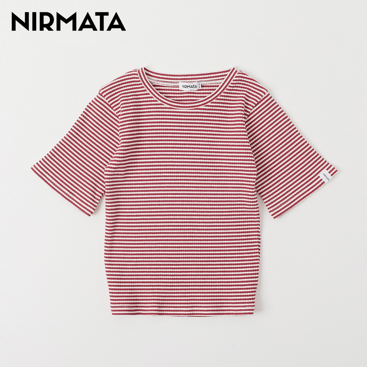 NIRMATA(ニルマータ) テレコボーダーＴシャツ 男の子 女の子 キッズ 110cm-130cm(レッド-130cm)
