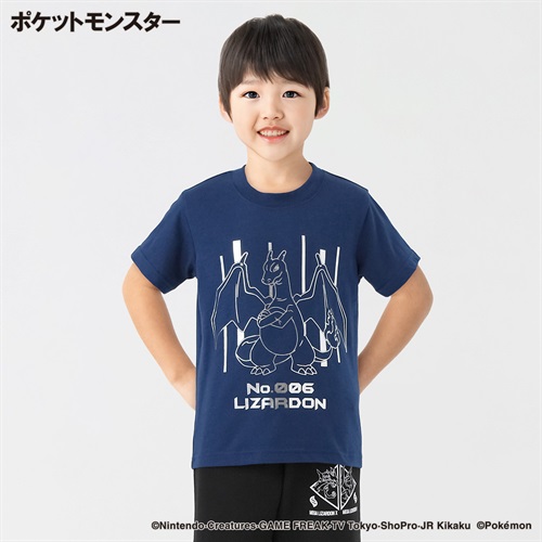 ポケットモンスター 天竺リザードン箔半袖Tシャツ 男の子 キッズ 110cm-130cm(ネイビー-110cm)