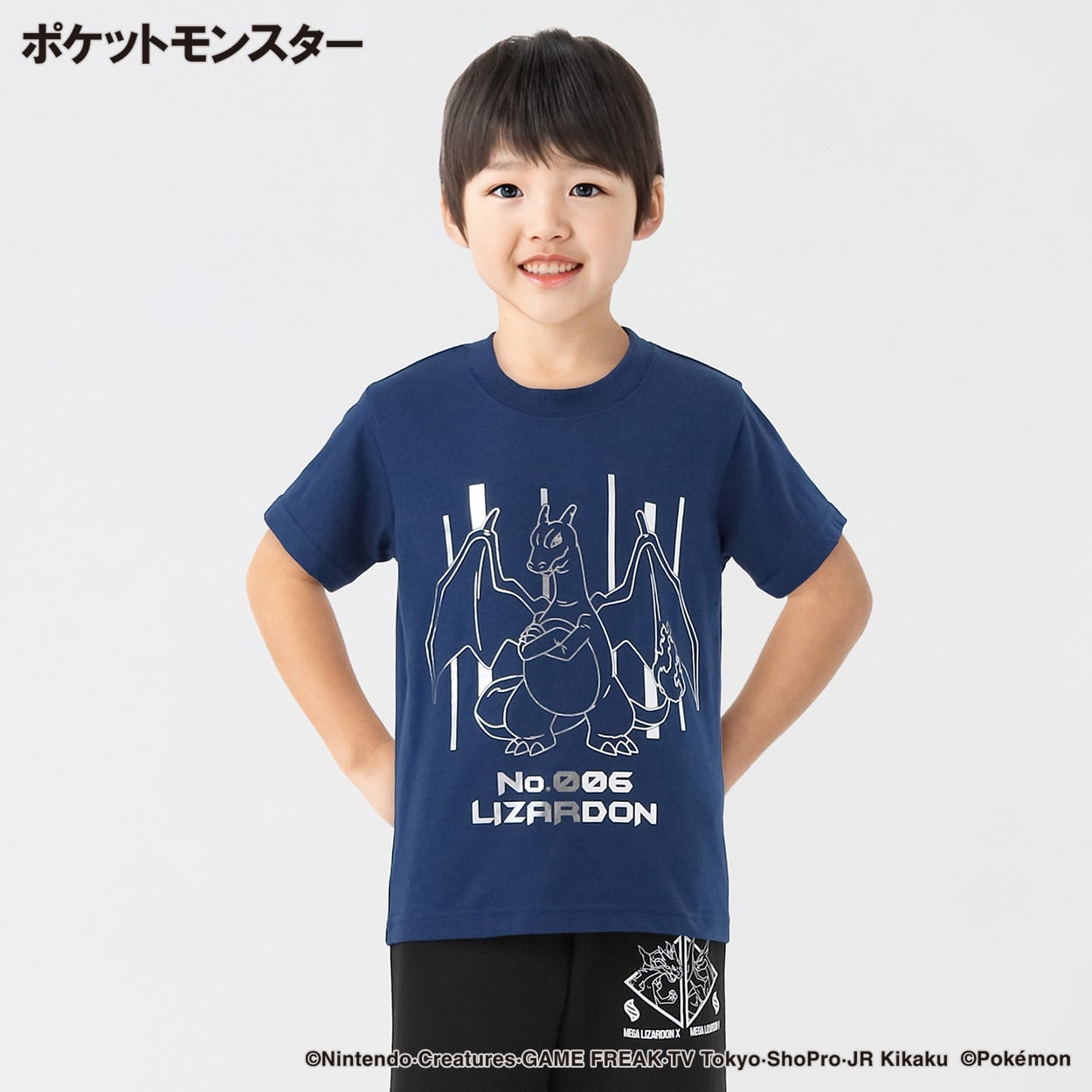 ポケットモンスター 天竺リザードン箔半袖Tシャツ 男の子 キッズ 110cm-130cm(ネイビー-130cm)