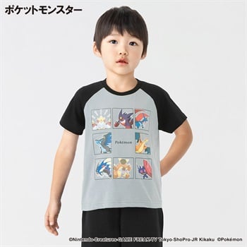 ポケットモンスター 天竺メガシンカ集合半袖Tシャツ 男の子 キッズ 110cm-130cm(グレー-110cm)