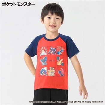 ポケットモンスター 天竺メガシンカ集合半袖Tシャツ 男の子 キッズ 110cm-130cm(レッド-110cm)