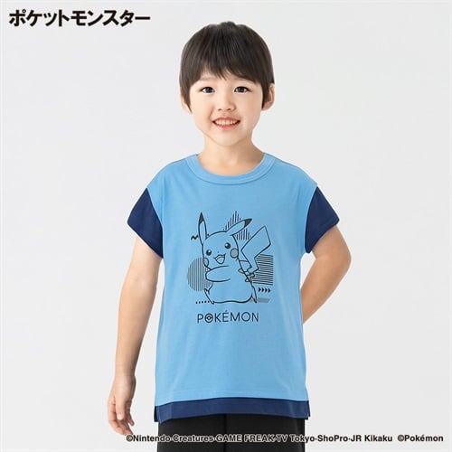 ポケットモンスター 天竺レイヤード半袖Tシャツ 男の子 キッズ 110cm-130cm