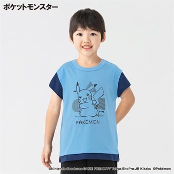 ポケットモンスター 天竺レイヤード半袖Tシャツ 男の子 キッズ 110cm-130cm(サックス-110cm)