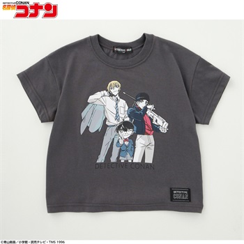 名探偵コナン コナン赤井安室プリントTシャツ キッズ 110cm-130cm(チャコ－ルグレ－-110cm)